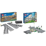 LEGO 60304 City Road Plates Building Toys, Set with Traffic Lights, Trees & Glow in the Dark Bricks, Gifts for 5 Plus Year Old Kids, Boys & Girls & 60238 City Trains Switch Tracks 6 Pieces