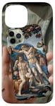 Coque pour iPhone 15 Noir Art Déco Floral Michel-Ange Création Of Adam Sixtine