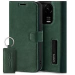 SURAZO Étui de Protection en Cuir véritable pour Redmi Note 13 Pro Plus 5G, Rabat, magnétique, Compartiment pour Cartes, Protection RFID, Fonction Support, à Rabat, en Cuir véritable, Vert foncé