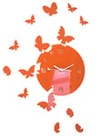 FLEXISTYLE Large Modern Wall Clock Butterfly Round 30 cm 15 Butterflies Living Room Bedroom Children's Room Product Made in the EU (Orange)