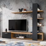 Ensemble Meuble TV Design "Eko" 190cm Naturel & Noir