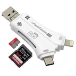 4 en 1 Lecteur de carte externe Usb Micro Sd & Tf Lecteur de carte Adaptateur pour Iphone / Ipad Mac / Android / Windows Pc - Noir