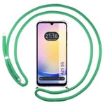 Tumundosmartphone Étui pendentif transparent pour Samsung Galaxy A25 5G avec cordon vert d'eau