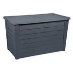 EDA - Coffre de Jardin Baya 250 L - Décor Bois - Rangement Extérieur - Anti-UV - Couvercle clipsable - Gris Anthracite - 97,5 x 54,7 x 60 cm 10291 G.Ant