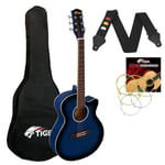  Tiger 3/4 Size Acoustic Guitar, Steel String Acoustic Guitar for Ages