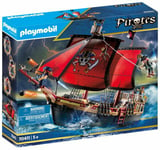 Playmobil 70411 - Skull Pirate Ship Play Set, Pirates, Monkey, Cannon, Red