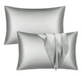 Imperial Rooms Satin Pillowcase 2 Pack – Satin Silk Pillowcases for Hair and Skin, Gifts for Women – Silver Pillow cases with Envelope Closure (50x75 cm)