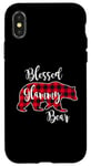 Coque pour iPhone X/XS Blessed Glammy Bear Red Buffalo Check Plaid Cadeau pour grand-mère