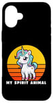 Coque pour iPhone 16 Plus Unicorn Is My Spirit Animal, licorne amusante, licorne arc-en-ciel