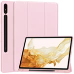 Samsung Galaxy Tab S9+ (Plus) Magnetisk Tri-Fold Skinn Deksel m. Stativfunksjon - Rosa