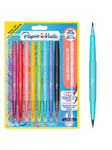 Paper Mate Flair DUAL filtpenne | Pensel och medium spetsar (0,7 mm) | Dubbelendede färgpenne | Blandade färger | 8 Stk