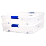 HOMZ Clear Plastic underbed Storage with Wheels, Blue, 60 qt