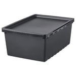 UPPSNOFSAD Storage box with lid, black35x25x14 cm/9 l