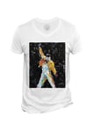 T-Shirt Homme Col V Freddie Mercury Collage De Magazines De Mode Pop-Art