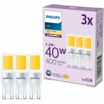 Philips - pack de 3 ampoules led G9, 40W, blanc chaud non dimmable