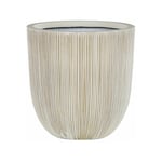 Cache-pot Pot à Plantes Rond 31 cm Beige et Blanc Résistant aux Intempéries Parfait pour Intérieur et Extérieur au Style Moderne et Scandinave Beliani