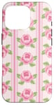 Coque pour iPhone 16 Pro Rose délicat motif floral rose esthétique girly