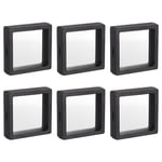 Floating Thin Film Display Box, ABS Frame Case 7cm x 7cm x 2cm Black Pack of 6