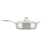 Circulon Steelshield Sauteuse en acier inoxydable avec couvercle 30 cm/4,7 L – Sauteuse à induction avec couvercle hybride anti-adhésif et en verre trempé, passe aux ustensiles en métal, passe au four