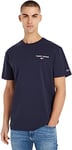 Tommy Jeans Men's Short-Sleeve T-Shirt Classic Linear Back Print Crew Neck, Blue (Twilight Navy), 3XL