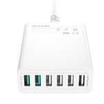 Matkalaturi BlitzWolf BW-S15 6 x USB / 60W / 4.8A / Quick Charge 3.0, valkoinen