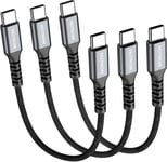 court câble USB C vers C 0,15 m 3 pièces, Câble de charge rapide USB - C 65w de 15 cm pour Samsung Galaxy s21 / s21 + / S20 + ultra, note 20/10 ultra, air 2020, iPad pro, etc