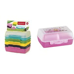 EMSA 509388 Lot de 3 pains, 6 demi-coques combinables - Multicolore - 16 x 11 x 14 cm & 513794 VARIABOLO, Boîte à goûter enfant, cloisons amovible, 16x11x7cm rose, Princesse