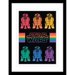 Pyramid International Poster encadré Star Wars édition collector (R2D2 Pride Rainbow avec bordure blanche) Cadre 30 x 40 cm Produit officiel