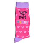 SHATCHI Simply The Best Mummy Novelty Socks For Women Designer Socks For Mums Birthday Christmas Mothers Day Gift, Pink and Purple