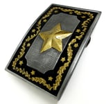 Texas Star Belt Buckle American Western Black & Gold Authentic Dragon Designs