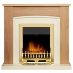 Adam Chilton Fireplace in Oak & Cream with Blenheim Electric Fire in Brass, 3...