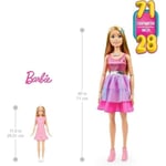 Barbie Mycket stor blond docka 71 cm, iriserande rosa klänning, Barbie Fashionista från 3 år, HJY02