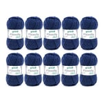 Gründl Filzwolle uni (Laine à feutrer, à Tricoter et à Crocheter, Fil 100% Pure Laine Vierge, 50 g / 50 m, Taille d'aiguille : 8-9, 10 x 50 g), Navy