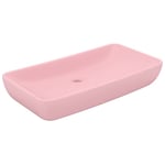Lavabo de luxe rectangulaire vasque à poser de toilette lave-mains de salle de bain salle cosmétique maison 71 x 38 cm céramique rose mat