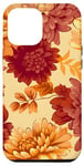 Coque pour iPhone 14 Plus Chrysanthème orange et bourgogne Fleurs florales d'automne