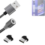 Data charging cable for Realme GT Neo 3 with USB type C and Micro-USB adapter