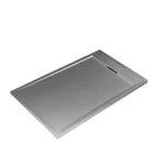 Ideal Standard - Ultra Flat S i.life, Receveur de douche rectangulaire 100x90 en résine, Bonde de vidange côté court, Finition mate effet pierre, Gris, T2531FS