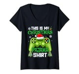 Womens THIS IS MY CHRISTMAS PAJAMA Family Xmas Santa Pajamas V-Neck T-Shirt