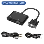 adaptateur VGA vers HDMI,séparateur VGA 1080P,sortie 1 en 2 pour ordinateurs de bureau,ordinateurs portables,moniteurs,projecteurs - Type Black-VGA TO HDMI VGA