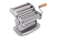 Imperia IPasta Ligne Classique. Machine à pâtes. Fabriqué en Italie. Machine à pâtes fraîches en acier. Laminoir manuel avec manivelle. Crée une feuille pour Lasagnes, Tagliolini, Fettuccine. Argent.