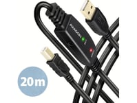 Axagon Adr-220B Usb 2.0 A-M -&Gt  B-M Active Connecting/Repeater Cable 20M - Kabel - Digital/Daten Usb Cable Usb A Usb B Black