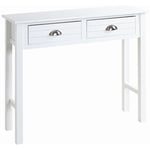 Pegane - Console / table console en bois massif et mdf coloris blanc - Longueur 100 x Hauteur 77 x Profondeur 30 cm