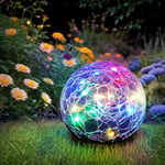 Boule Solaire Exterieur Jardin,Solaires Jardin A Verre Façon Craquele Boules Lumineuses Avec 30 Led Changements De Couleur Boule Jardin Ip65 Etanche,Pour Pelouse Terrasse Balcon Decoration