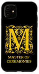 Coque pour iPhone 11 Master of Ceremonies MC Vintage Gold Letter M