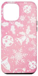 Coque pour iPhone 12 Pro Max Pink Aura Motif floral et flocons de neige d'hiver