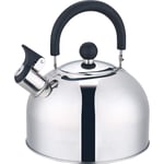 Greenfields 2.5 Liter Whistling Kettle - Modern Stainless Steel Retro Design Tea Kettle for Induction Safe Stove Top | Tea and Water Boiler - Travel Kettle Perfect for Camping, Trips & Home