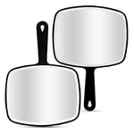 DVHOK Lot de 2 Miroir à Main, avec Poignée et Trou de Suspension, Miroir de Coiffure de Salon, Noir 19 x 26 cm