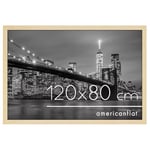 Americanflat Cadre Photo 120x80 cm en Chêne Naturel - Bois D'ingénierie avec Verre Résistant aux Chocs et Matériel de Suspension - Formats Horizontaux et Verticaux pour Mur