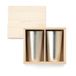 Nousaku Tin Beer Cup 270ml Set of 2 e00117 with paulownia box Dishwasher Safe