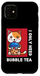 Coque pour iPhone 11 Mignon chat kawaii boisson thé au lait bulle I Love Boba Tea